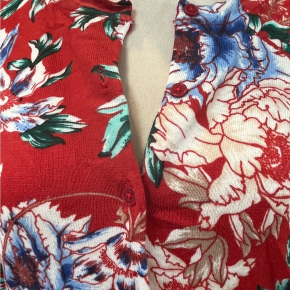 🌼Brand New Isaac Mizrahi China Print Floral Cardigan size XXS BEAUTIFUL!!!🌸💕 - Picture 2 of 7